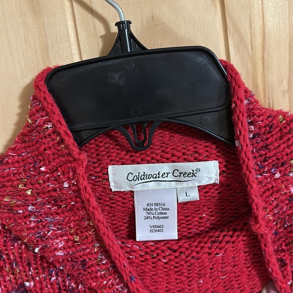Coldwater Creek Red Ribbon Trim Turtleneck Sweater - Picture 4 of 5
